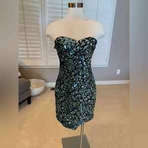 DEB Turquoise Sequin Dress (Medium)
